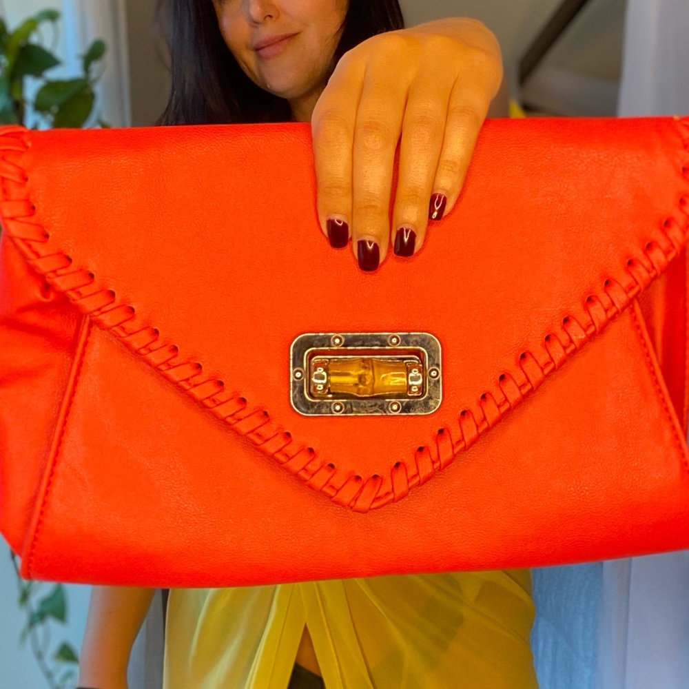 Bright pink clutch purse